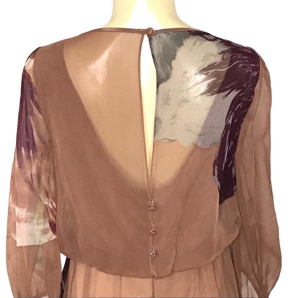 tibi New York Size 6 Viola Silk Chiffon Minidress Abstract Watercolor - Picture 12 of 16